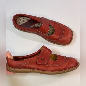 Born Red Pebbled Leather Mary Jane Shoes